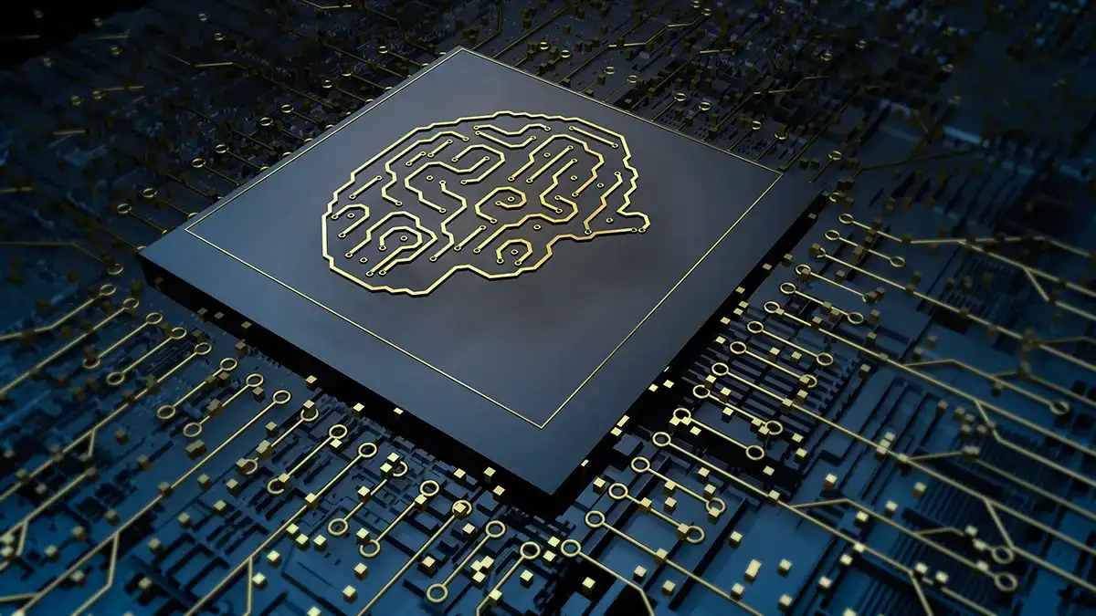Microchip with brain outline, illustrating AI memory.